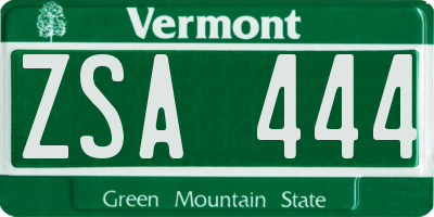VT license plate ZSA444