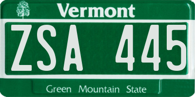 VT license plate ZSA445