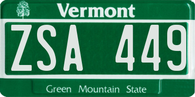 VT license plate ZSA449