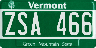 VT license plate ZSA466