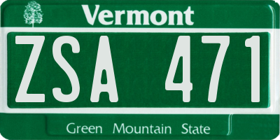 VT license plate ZSA471