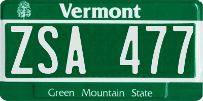 VT license plate ZSA477
