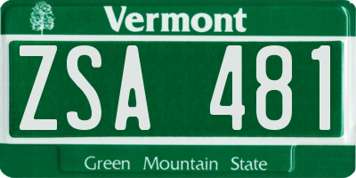VT license plate ZSA481