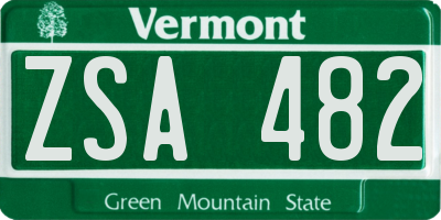 VT license plate ZSA482