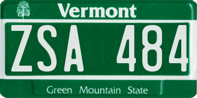 VT license plate ZSA484