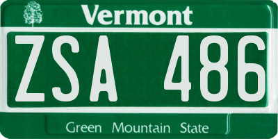 VT license plate ZSA486
