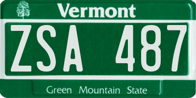 VT license plate ZSA487