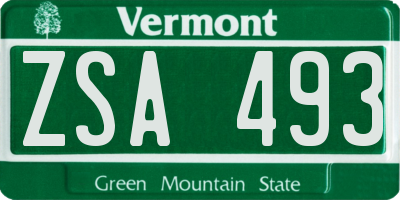 VT license plate ZSA493