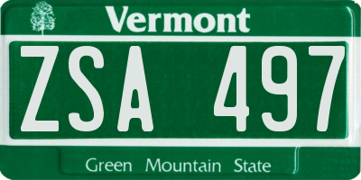 VT license plate ZSA497