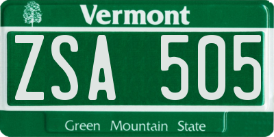 VT license plate ZSA505