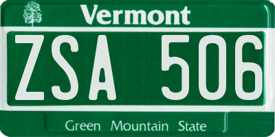 VT license plate ZSA506