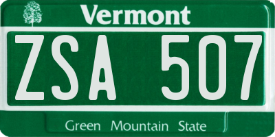 VT license plate ZSA507