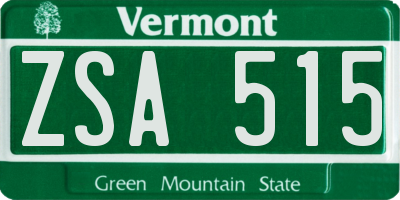 VT license plate ZSA515
