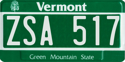 VT license plate ZSA517
