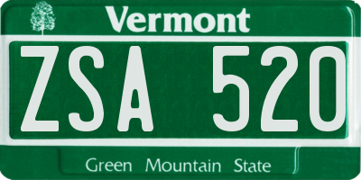 VT license plate ZSA520