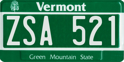 VT license plate ZSA521