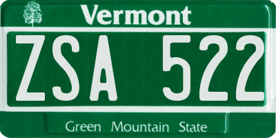 VT license plate ZSA522