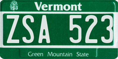 VT license plate ZSA523