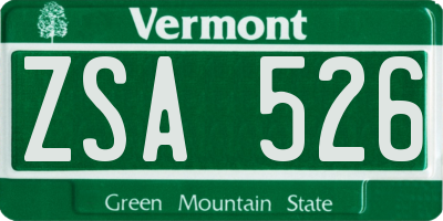 VT license plate ZSA526