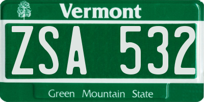 VT license plate ZSA532