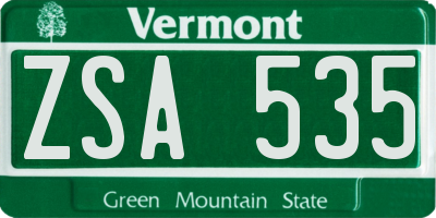 VT license plate ZSA535