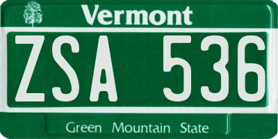 VT license plate ZSA536