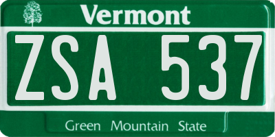 VT license plate ZSA537