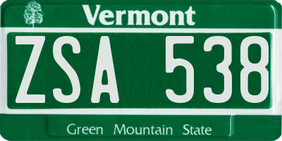 VT license plate ZSA538