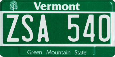 VT license plate ZSA540