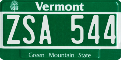 VT license plate ZSA544