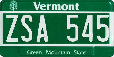 VT license plate ZSA545