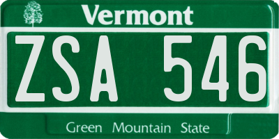 VT license plate ZSA546