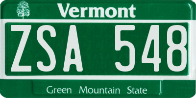 VT license plate ZSA548