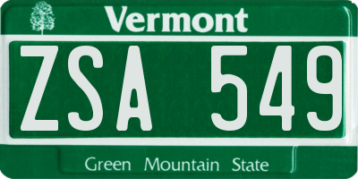 VT license plate ZSA549