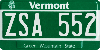 VT license plate ZSA552