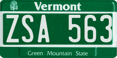 VT license plate ZSA563