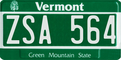 VT license plate ZSA564