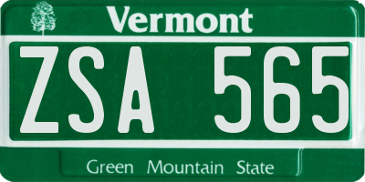 VT license plate ZSA565