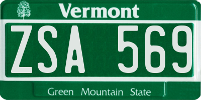 VT license plate ZSA569