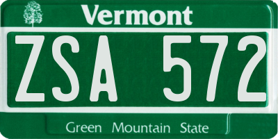 VT license plate ZSA572