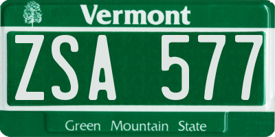 VT license plate ZSA577