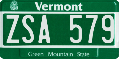 VT license plate ZSA579