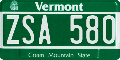 VT license plate ZSA580