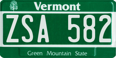 VT license plate ZSA582