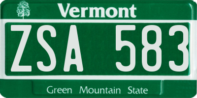 VT license plate ZSA583