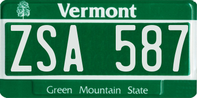 VT license plate ZSA587
