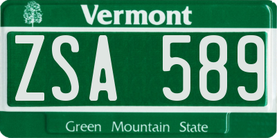 VT license plate ZSA589