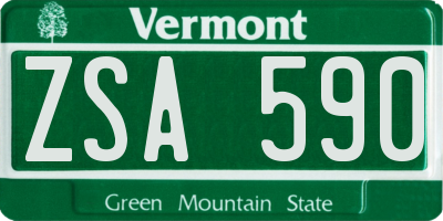 VT license plate ZSA590
