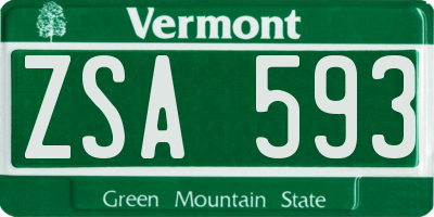 VT license plate ZSA593