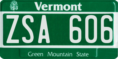 VT license plate ZSA606